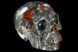 Realistic, Polished Bloodstone (Heliotrope) Skull #116367-1